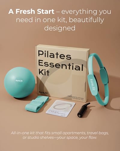 Pilates Kit | Pilates Equipment Set for Home Workouts | Accessories & Guide - color: Mint, style: Essential Kit - 3PC