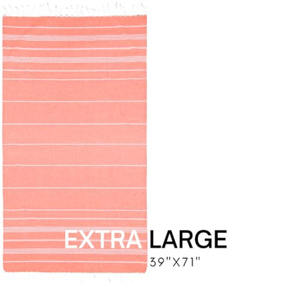 BAY LAUREL Turkish Beach Towel with Travel Bag 39 x 71 Quick Dry Sand Free Lightweight Large Oversized Towels Light - color: Orange With Mix Green
