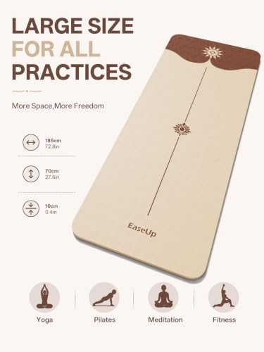 EaseUp Yoga Mat 73"x28"x0.4",10mm thick,Non Slip for Workout, Pilates - color: Beige