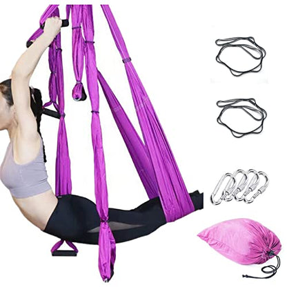 Aerial Yoga Swing Set, Ultra Strong Hammock Trapeze Extension, Antigravity Ceiling Hanging Sling Inversion Exercises - color: Bright Purple