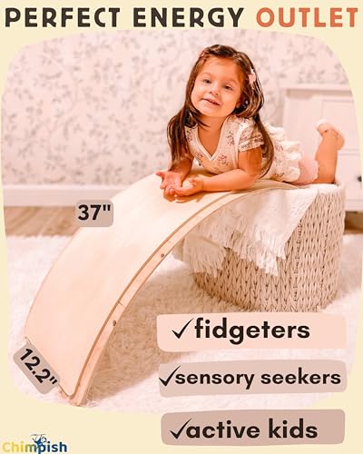 Wooden Balance Board - 37 inch Finger Safe Wobble Board for Toddlers, Wooden Balance Board for Kids