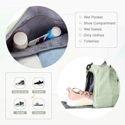 Gym Bag for Women Men with Shoes Compartment,Sports Duffle Bags Personal item travel Duffel Tote Bag Small Carry on Weekender Overnight Bag Workout Dance Bags Hospital Holdalls Grass Green - color: A18-Grass Green
