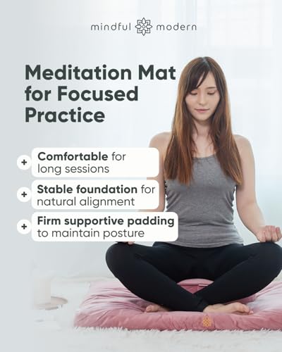 Mindful & Modern Zabuton Meditation Mat - Cotton Filled Yoga and Meditation Pad - Zabuton Meditation Cushion for Kneeling and Sitting Support - Large Rectangular Sitting Floor Pillow for Bench or Zafu - color: Velvet - Pink