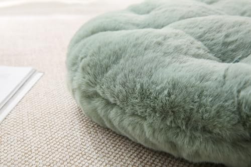 Large Floor Pillow Meditation Cushion Round Floor Cushions for Adults,Luxury Faux Fur Thick Floor Pillows for Sitting Put in Living Room Balcony Outdoor Tatami（Sage Green） - color: Sage Green