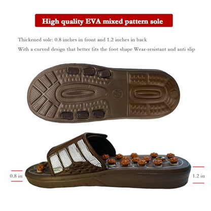 Acupressure Sandals,Acupressure Foot Massager with Anti-Slip Sole,Plantar Fasciitis Relief with Imitate Person Rotation Finger Pressure (Brown, M-Women(7-8.5)/Men(6-7.5)) - color: Brown, size: M-Women(7-8.5)/Men(6-7.5)