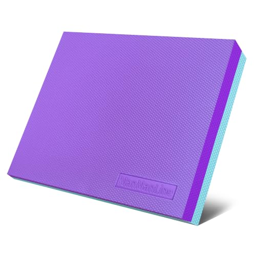 Balance Pad for Physical Therapy Exercises - 15" x 12" Extra Thick Non-Slip Stability Trainer - 2.36" Soft TPE Foam Mat for Knee & Ankle Recovery, Core Strength & Home Gym - color: Purple/Turquoise