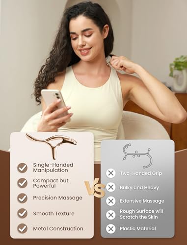 lifechill Trigger Point Massage Tool for Gua Sha, Lymphatic Drainage Massager, Deep Tissue Thumb Saver Acupressure Tool for Full Body Pain Relief, Gold - color: Gold