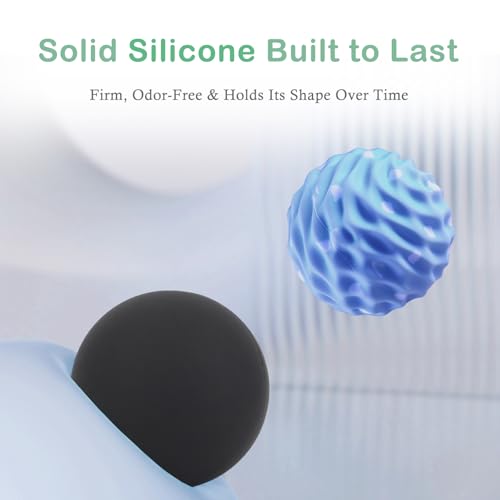 Massage Balls, 2 Pack Firm Silicone Massage Ball Set (Smooth & Textured, 3.54" & 3.22"), Muscle Relaxation, Trigger Point & Myofascial Release for Back, Neck, Shoulder & Foot - style: Smooth & Wave-Texture Set