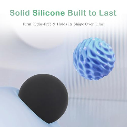 Massage Balls, 2 Pack Firm Silicone Massage Ball Set (Smooth & Textured, 3.54" & 3.22"), Muscle Relaxation, Trigger Point & Myofascial Release for Back, Neck, Shoulder & Foot - style: Smooth & Wave-Texture Set