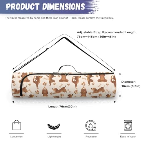 Yoga Mat Bag Portable Yoga Mat Holder with Adjustable Strap Lighweight Gym Tote Bag with Handle - color: Cute Yoga Dog