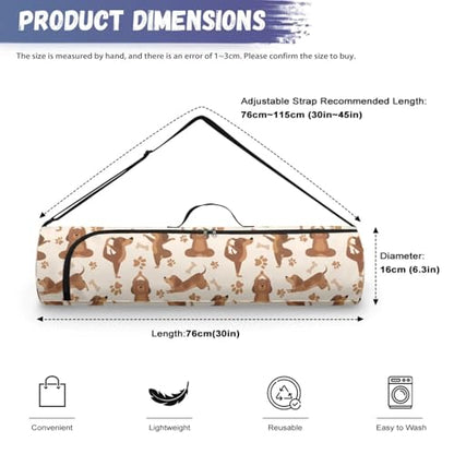 Yoga Mat Bag Portable Yoga Mat Holder with Adjustable Strap Lighweight Gym Tote Bag with Handle - color: Cute Yoga Dog