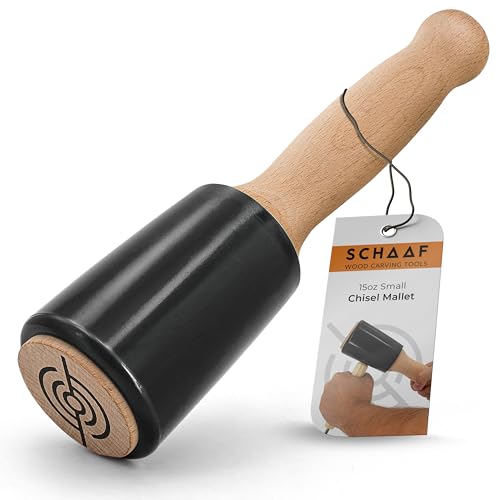 Schaaf Wood Carving Tools 15 oz Woodworking Mallet for Chisels & Gouges | Wooden mallet for precision and force, urethane striking head absorbs impact to protect chisel handles, reduce noise - color: Black