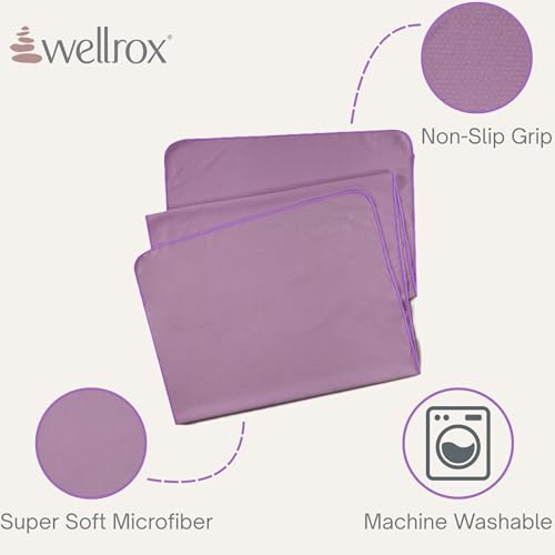 Wellrox Microfiber Yoga Mat Towel with Grip – Ultra Absorbent, Super Soft, and Quick Dry Hot Yoga Towel Non Slip for Pilates, Bikram, and Fitness Workouts (74” x 26”, Lavender) - color: Lavender
