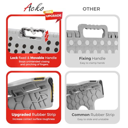 ACKO Folding Step Stool 16 Inch, 400 lbs Capacity with Safety Lock, Gray | Portable Foldable Stools with Handle, Heavy Duty Collapsible Non-Slip Foot Stool for Adults & Kids, Kitchen Bathroom Outdoor - color: Gray, size: 16 Inch