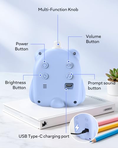 199 Min Visual Timer for Kids, 2 Min teenth Brushing, Cute Bear Deign-Blue | Adjustable Sound Alert, Productivity Timers for ADHD, Silent Operation, Desk Time Management Tool for Toddler - color: Blue