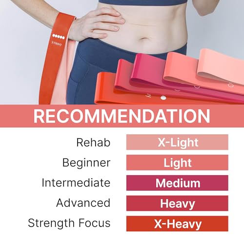 TechStone Resistance Bands Set – 5 Levels Loop Exercise Bands for Men & Women, Elastic Workout Bands for Home Gym, Training, Yoga & Fitness, Carry Bag Included - color: Pink
