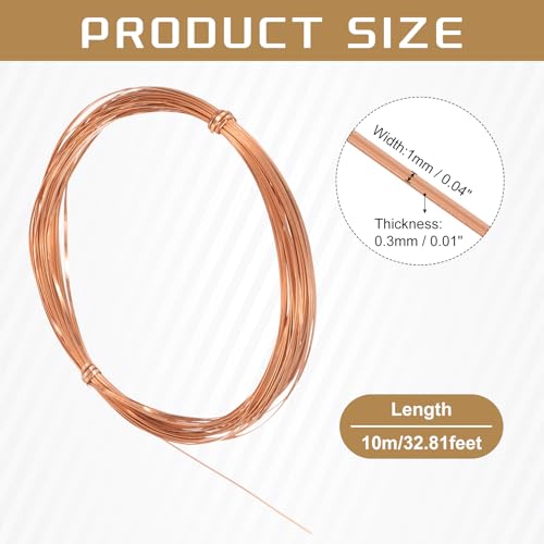uxcell 1mm Aluminum Craft Flat Wire,33Ft 0.3mm Thickness Bendable Metal Floral Jewelry Beading Armature Wire for Sculpting Armature DIY Jewelry Making, Light Brown - color: Light Brown, size: 33Ft