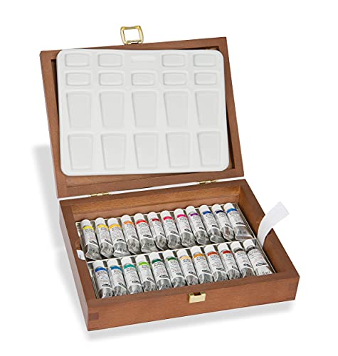 Schmincke - HORADAM® AQUARELL color box, 24 x 5 ml tubes, porcelain palette, 74224097, wooden box, painting set, finest premium watercolors - size: 0.17 Fl Oz (Pack of 24)