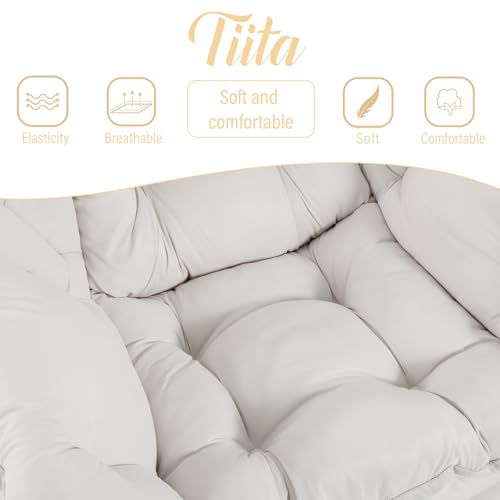 Tiita Lazy Chair for Adults, Comfy Reading Accent Chair, Beige Single | Padded Seat, High Backrest, Armrests and Side Pocket for Lounging in Living Rooms, Bedrooms, Dorms and Small Spaces - color: Peach Skin Beige-single
