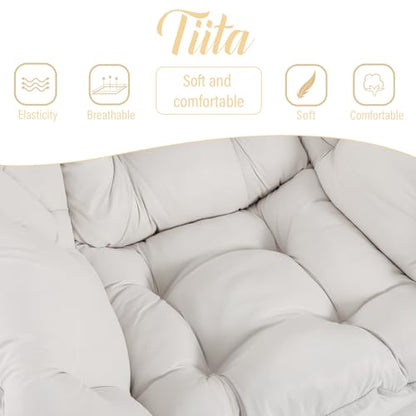 Tiita Lazy Chair for Adults, Comfy Reading Accent Chair, Beige Single | Padded Seat, High Backrest, Armrests and Side Pocket for Lounging in Living Rooms, Bedrooms, Dorms and Small Spaces - color: Peach Skin Beige-single