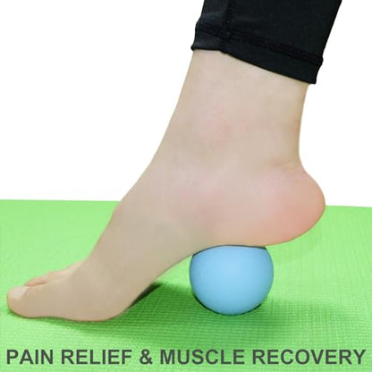 Hard Lacrosse Ball Massage Ball Therapy. Firm Trigger Point Massager Tool for Deep Tissue Yoga Physiotherapy Myofascial Release Muscle Relax Plantar Fasciitis Pain Relief (2 Pack) (Blue) | For Trigger Point Deep Tissue Myofascial Release Muscle Relax Plan