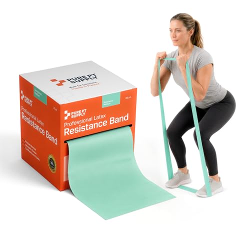 Pure PT Premium Latex Resistance Band – Elastic Exercise Bands | Premium latex resistance band for strength training, yoga & physical therapy | Elastic Workout Bands | Exercise Bands - color: Green: Medium, size: 25 Yards