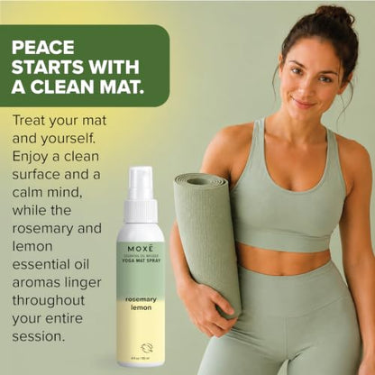 MOXE Yoga Mat Cleaner Spray, Rosemary & Lemon Essential Oils, 4oz - size: 4 Fl Oz (Pack of 1)