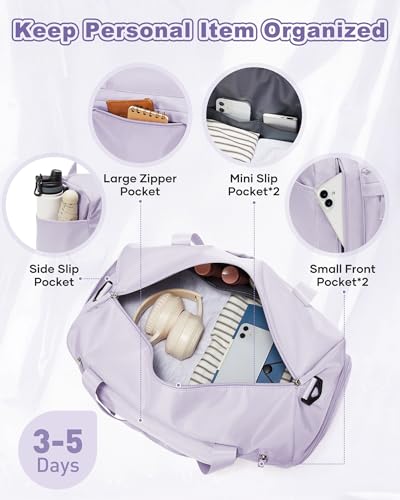 Gym Bag for Women with Shoes Compartment Travel Duffel Bag Purple - color: J3-Purple