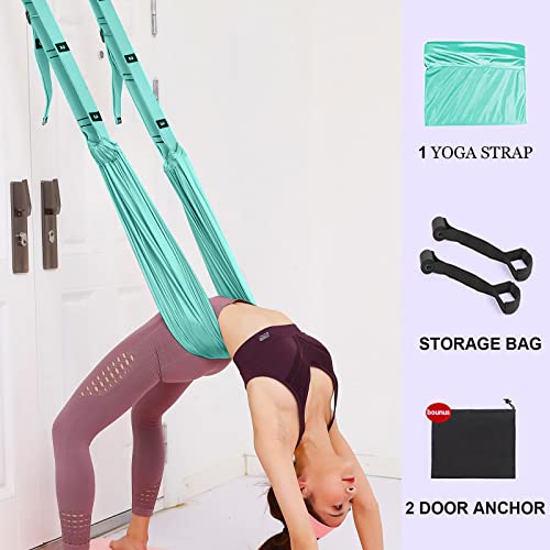 Tchrules Leg Stretcher Strap, Backbend Training Belt with Door Anchor, Flexibility Trainer Stretching Equipment Assist Stretch Strap for Fitness Gymnastics Dance Aerial Yoga Ballet - color: Light Green