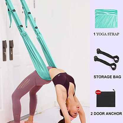 Tchrules Leg Stretcher Strap, Backbend Training Belt with Door Anchor, Flexibility Trainer Stretching Equipment Assist Stretch Strap for Fitness Gymnastics Dance Aerial Yoga Ballet - color: Light Green