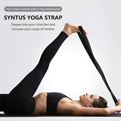 Syntus Yoga Block & Strap Set for Fitness, Pilates, Stretching and Toning - color: Black