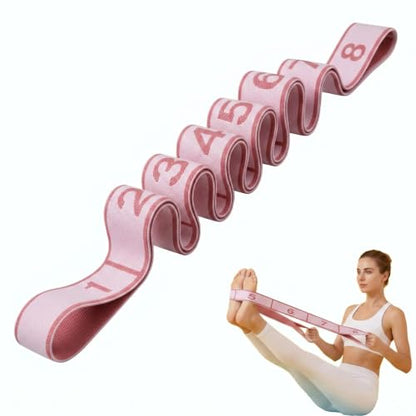Resistance Bands for Legs: 8-Section Stretching Strap Yoga Strap with Loops | Stretch Bands for Exercise, Elastic Band Stretch Strap for Glutes Physical Therapy, Dance Flexibility Home Pilates Equipment - color: Pink