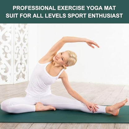 Funtery 3 mm Thin Yoga Mats Bulk, 68 x 24 Inches Lightweight PVC Exercise Mats Non Slip Workout Fitness Pads for Yoga Pilates Stretching Classes Gym Home Studio - color: Dark Green