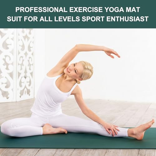 Funtery 3 mm Thin Yoga Mats Bulk, 68 x 24 in - color: Dark Green
