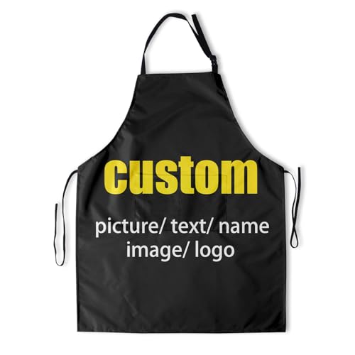 Giwawa Unisex Adult Apron Waterproof Stain Resistant Kitchen Cooking Apron with 2 Pockets for BBQ Grill Painting - color: Custom