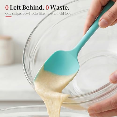 600ºF Heat Resistant Silicone Spatula Spoonula Set of 2, Aqua Sky | High Heat Food Safe Kitchen Use Scraper for Cooking Baking Mixing Scraping Stirring Cake Nonstick Cookware Pan Bowl - color: Aqua Sky, size: Large/Spoon Spatula - 2pcs