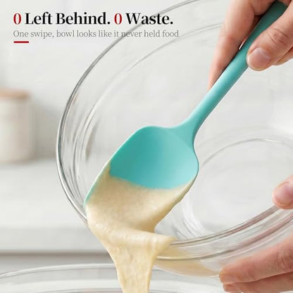 600ºF Heat Resistant Silicone Spatula Spoonula Set of 2, Aqua Sky | High Heat Food Safe Kitchen Use Scraper for Cooking Baking Mixing Scraping Stirring Cake Nonstick Cookware Pan Bowl - color: Aqua Sky, size: Large/Spoon Spatula - 2pcs