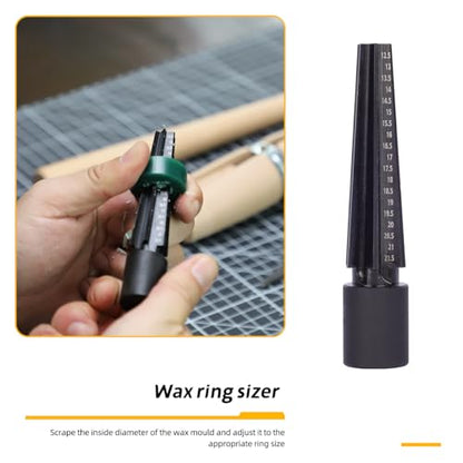 Jewelry Wax Ring Sizer Carving Tool Kit Ring Wax Making Mold Kit Lost Wax Casting Supplies Included Ring Sizer Mandrel Measurer Tool Jewelry Wax Tube Jewelers Wax Saw Frame Wax File Ring Clamp