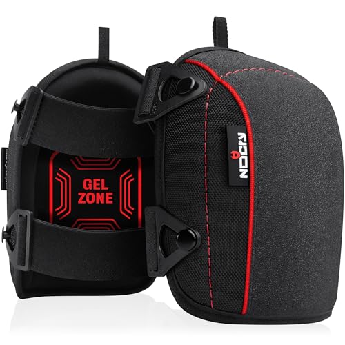 NoCry Flooring Knee Pads for Men with Extra-Wide Gel & Thick Foam Cushion — Floor-Safe Anti-Slip Leather Kneepads for Construction Work with Reinforced Adjustable Straps and Military-Grade Rivets - color: Black, style: Improved (with gel)