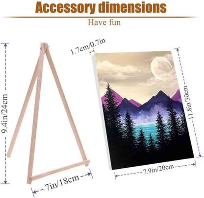 4 Pack Paint by Numbers Kit for Adults Framed Canvas with Wooden Easel | Adults' Paint-by-Number Kits Moon Lake Tree Mountain DIY Acrylic Landscape Oil Painting Arts Crafts 7.8x11.8inch - color: 4 Pack 20X30in-7, size: 8x12in with Framed - with Wooden Eas