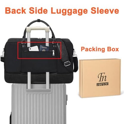 IBFUN Weekender Bags for Women, 21" Travel Duffle Bag with Shoe Compartment - color: D3-Black