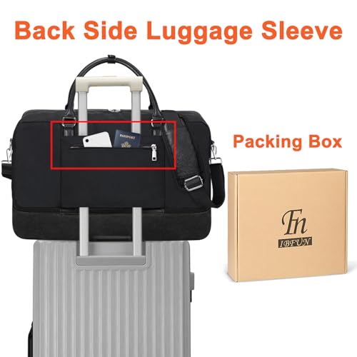 IBFUN Weekender Bags for Women, 21" Travel Duffle Bag with Shoe Compartment - color: D3-Black