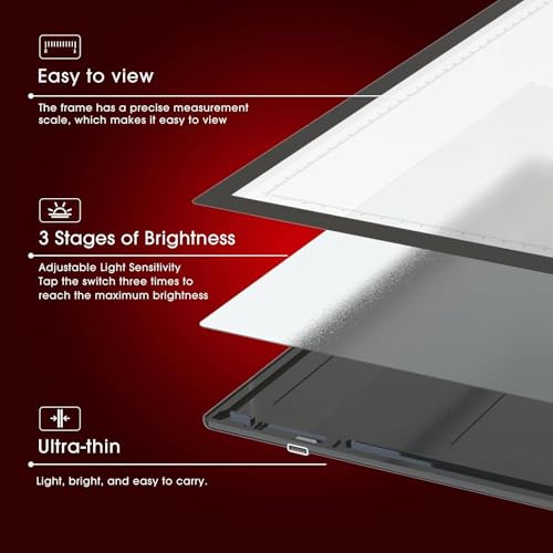 Slide & Negative Viewer Light Box with 4 Magnets, A4 Ultra-Thin LED Light Pad for Smartphone Scanning, 3 Level Dimmable Backlight to Digitize Old Slide, Film Negative & Photos, USB Powered