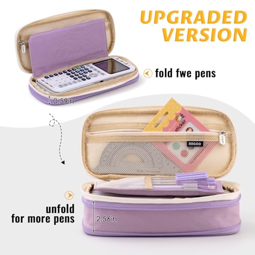 EASTHILL Big Capacity Pencil Pen Case Office College School Large Storage High Capacity Bag Pouch Holder Box Organizer Blue (Purple) - color: Purple