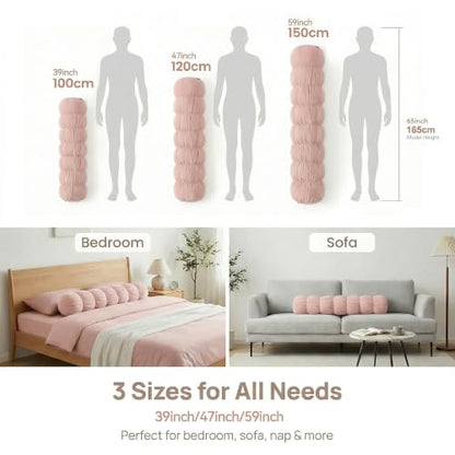 Pat. Pend. Small Body Pillow for Adults, 39 Inch, Soft Pastel Pink - color: Soft Pastel Pink, size: 39"x 7.87"