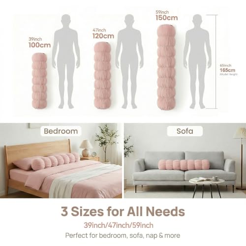 Pat. Pend. Full Body Pillow for Adults, 59 Inch, Soft Pastel Pink - color: Soft Pastel Pink, size: 59" x 7.87"