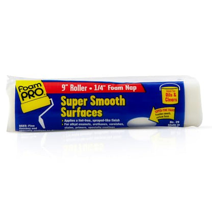 FoamPRO 29 Foam Paint Roller, 9" x 1/4" - Smooth Surface Foam Roller for Doors, Cabinets, & Metal - High Density Foam for Oil & Water-Based Paints - Streak-Free, Lint-Free Results - 1 Piece - size: 9" x 1/4", style: Smooth Finish