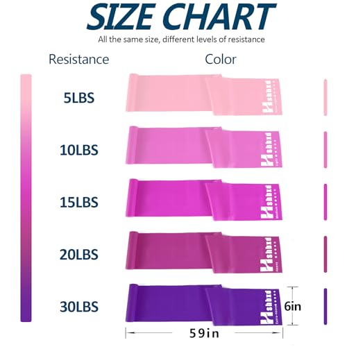 Resistance Bands Set for Physical Therapy, Rehab, Yoga and Pilates - color: Gradient Pink 5-80lbs - Includes Accessories