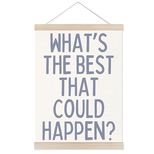 Welshower Boho Motivational Positive Poster Hanger Frame, What's the Best That Could Happen Positive Affirmations Wall Art Prints Decor for Living Room Bedroom Home Office Framed, 12x16 Inch（blue） - color: positive words14