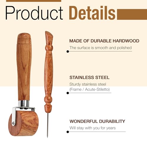 Savina Seam Roller & Stiletto for Sewing/Quilting - Wooden Pressing Roller, Easy to Grip Handle - Wooden Sewing Quilting Tools Set - color: Seam Roller + Stiletto